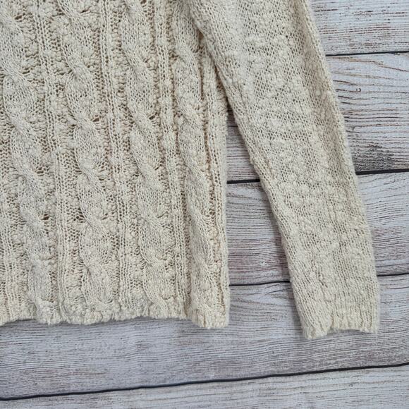 Anthropologie Yellow Bird Chunky Knit Sweater Womens Medium Cream Boat Neck - Picture 7 of 10